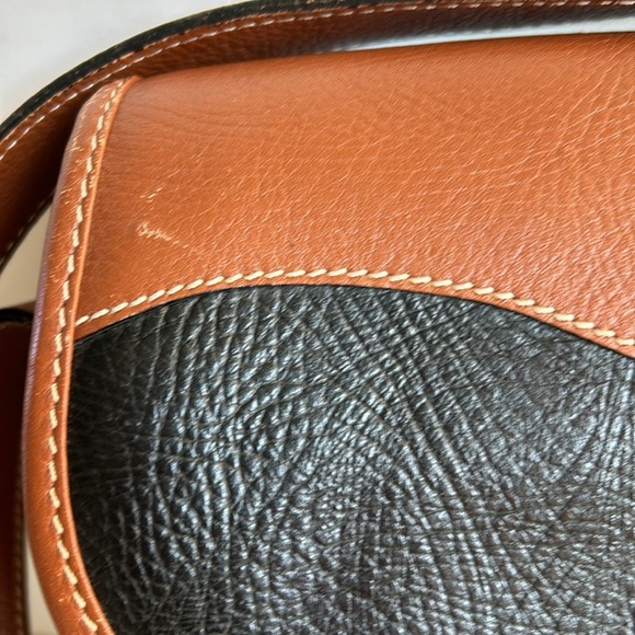 Lladro black and brown small adjustment strap crossbody leather bag purse - Picture 3 of 16